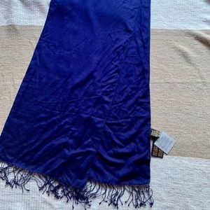 NWT Tie Rack Luxury Silk & Wool Navy Scarf/ wrap